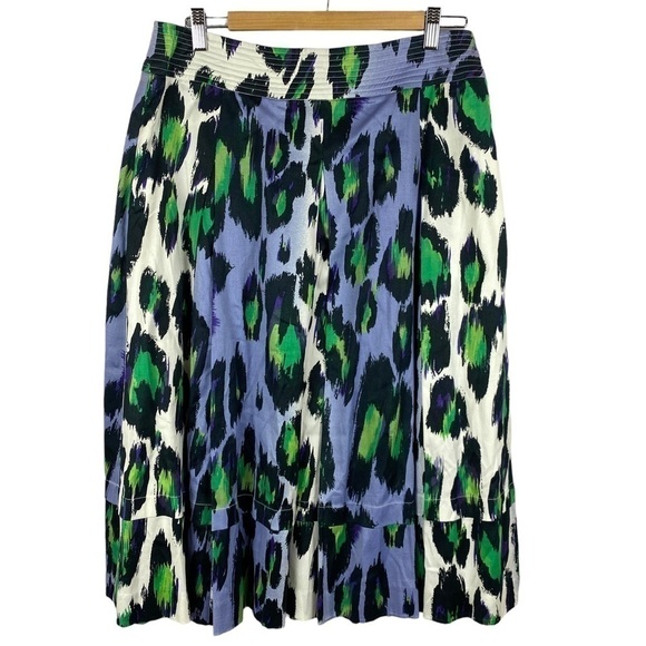 SPANNER Dresses & Skirts - Spanner Animal Print Full Cotton Midi Skirt Size 10 Lilac Green NWT